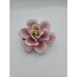 Vintage NAPOLEON Blush Pink Rose Capodimonte Bisque Porcelain Figurine 5" Flower